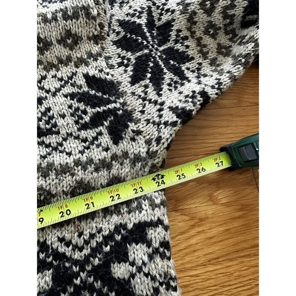Vtg 90’s Mens Sweater Snowflake Wool Chunky Knit Sz L Nordic Fairisle Ic…​​​